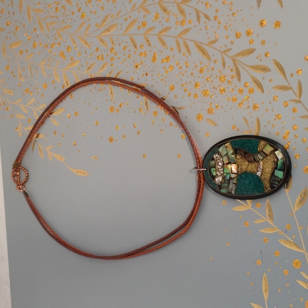 Mosaic Abalone Pendant Necklace - Picture 5 of 9